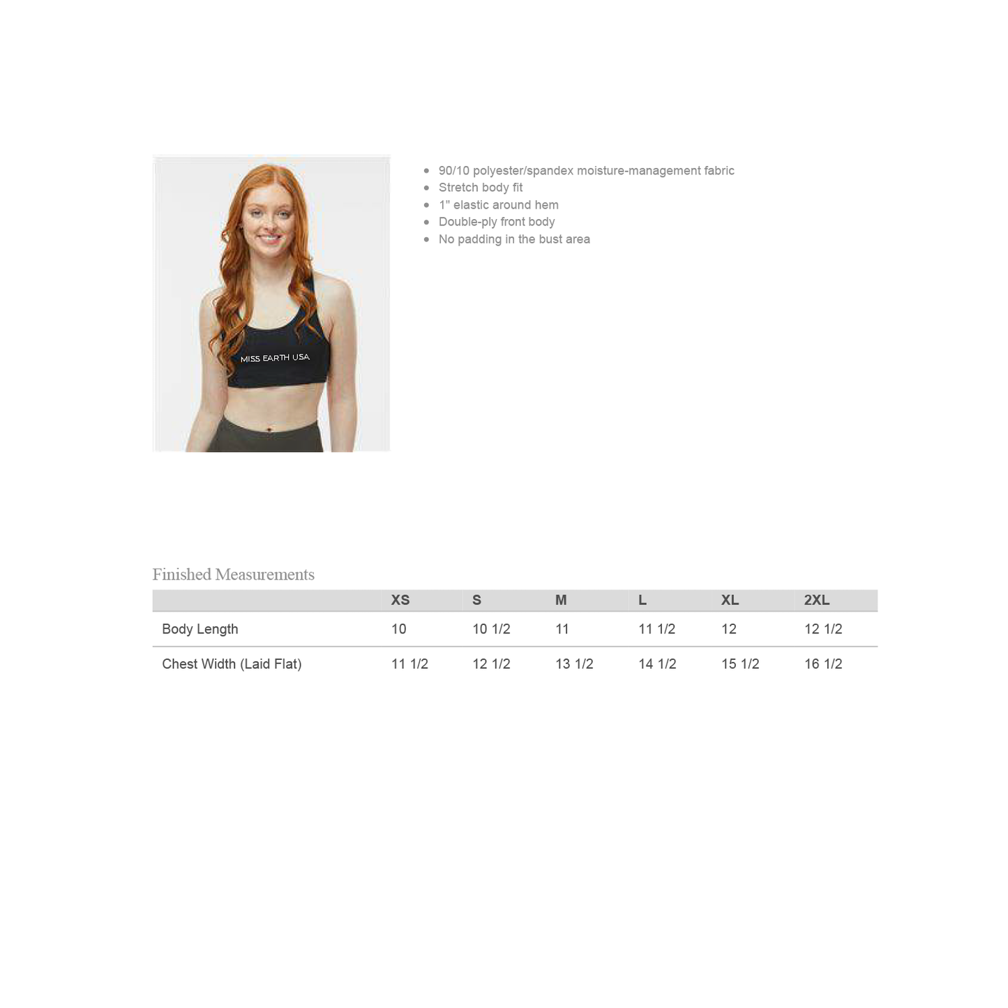 Miss Earth USA Sports Bra