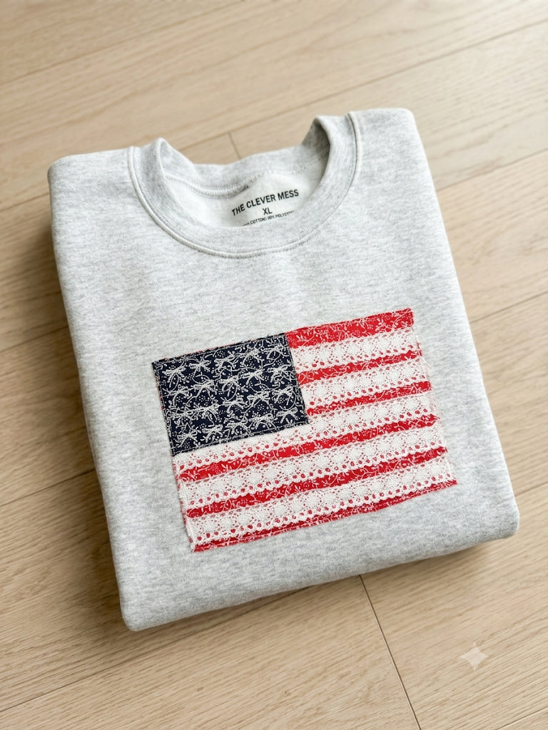 American Flag appliqué sweatshirt