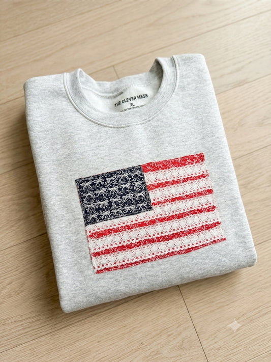 American Flag appliqué sweatshirt