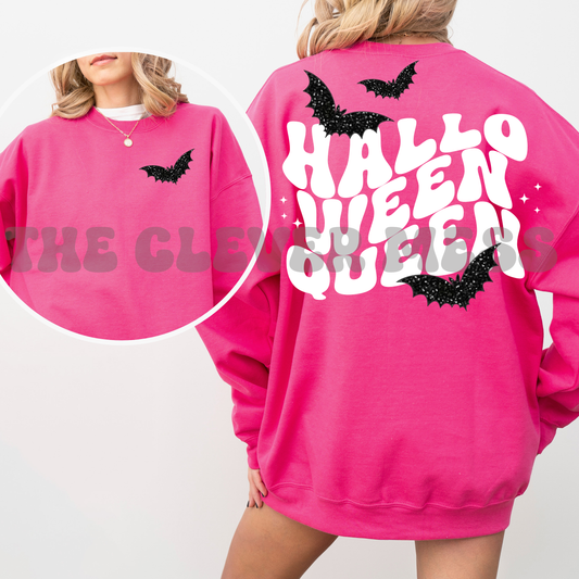 Halloween Queen Sweatshirt with embroidered sparkle Bats