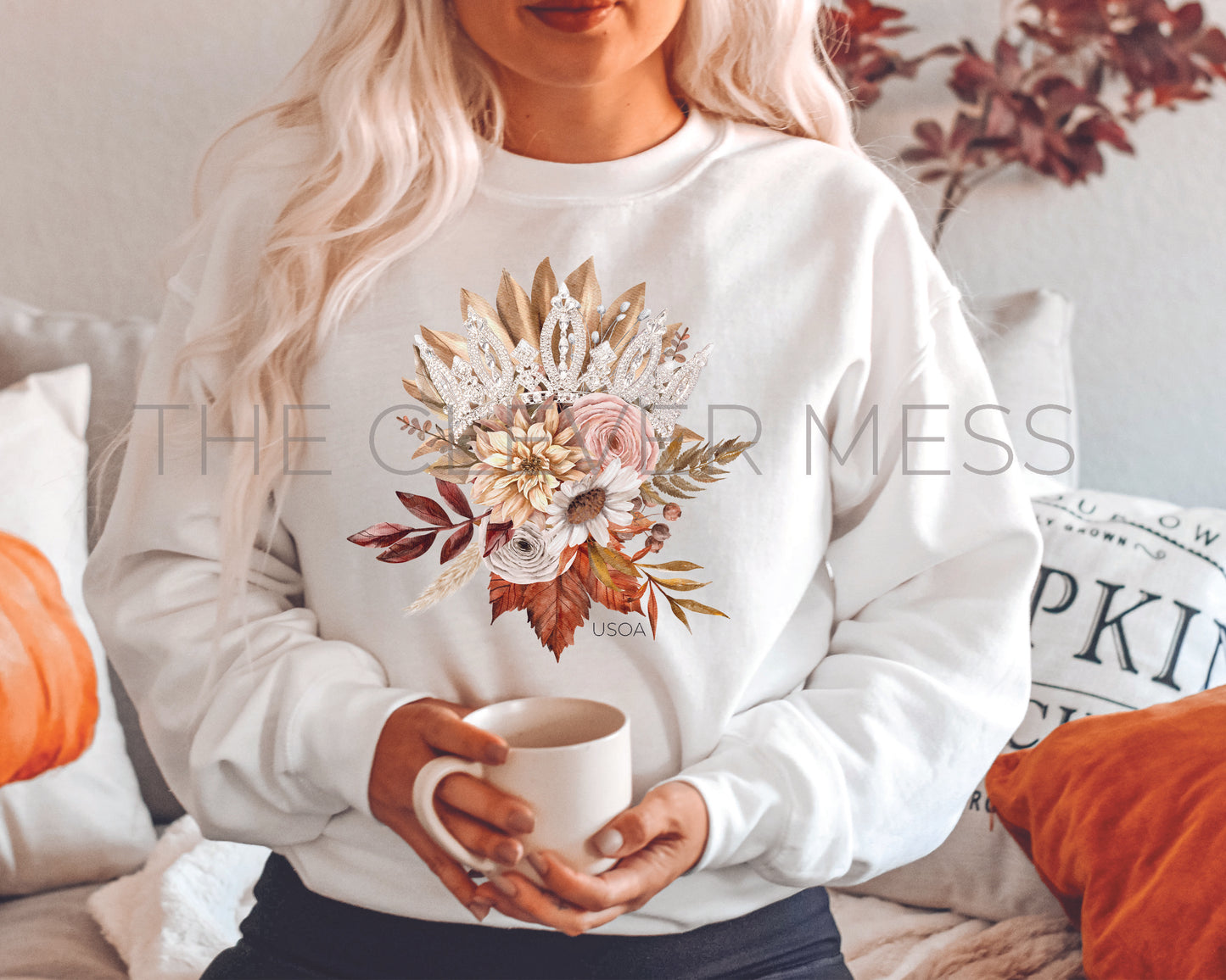 USOA Boho Floral Crown Sweatshirt